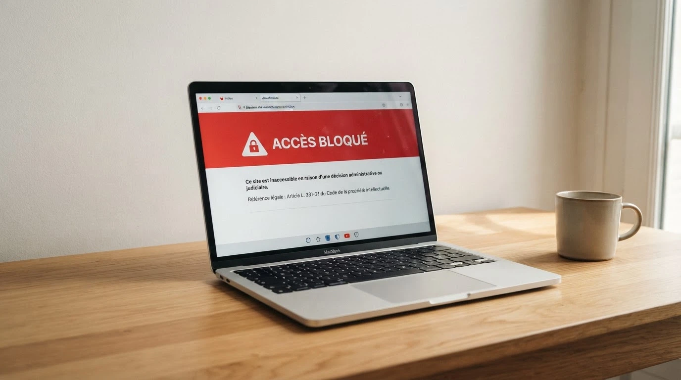 Page d'accueil du site de l'ANJ affichant un avis de blocage ou la liste noire des sites d'offre illégale