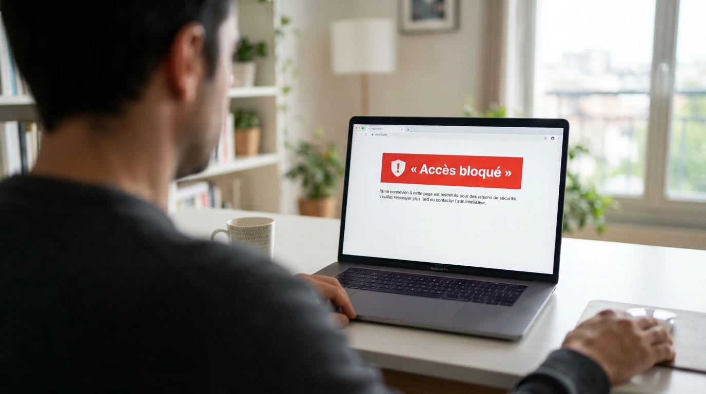 Page officielle du site de l'ANJ affichant un avis de blocage et la liste des sites de jeux non agréés