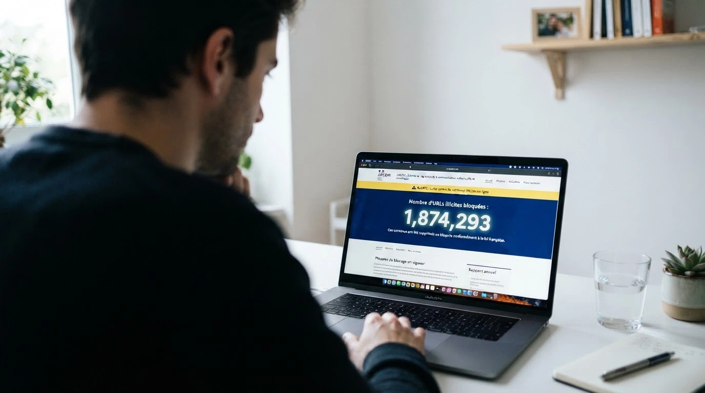 Page d'accueil du site de l'Autorité nationale des jeux affichant les alertes aux joueurs et le compteur d'URL d'offres illégales bloquées