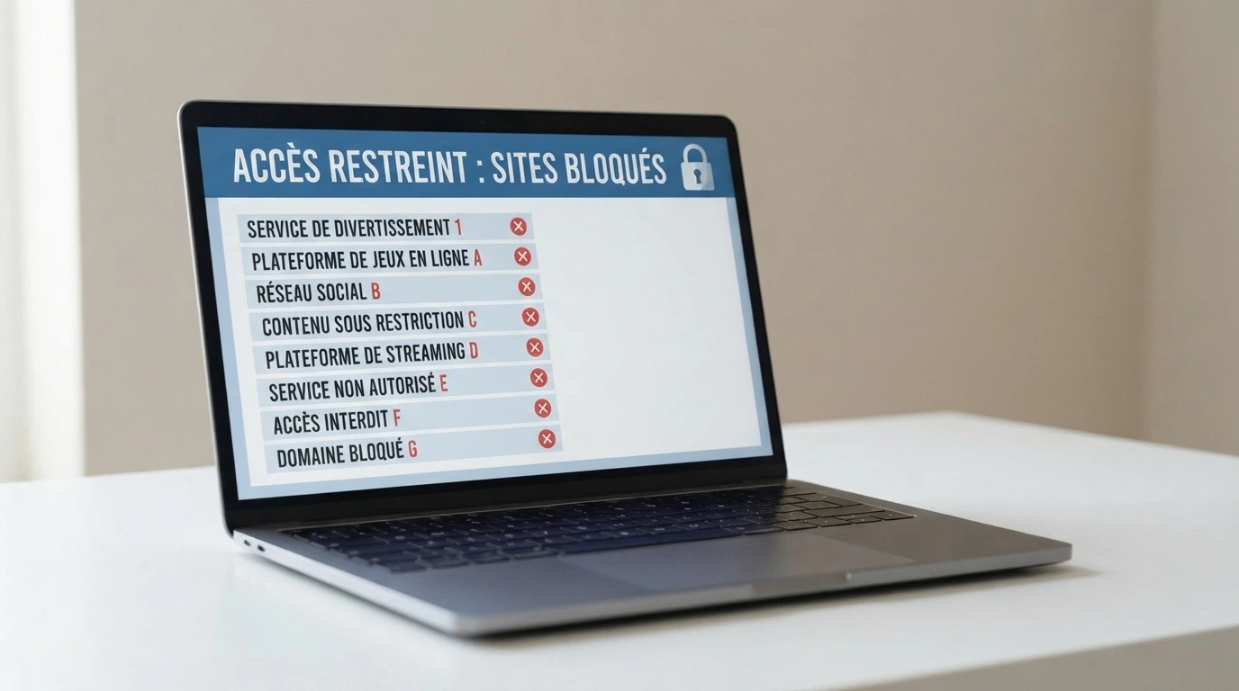 Une capture d'écran du site anj.fr montrant la page de l'offre illégale et la liste des sites bloqués