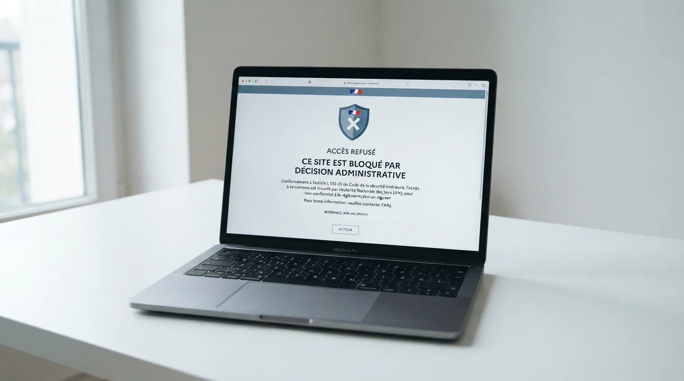 Le logo de l'ANJ et un extrait de texte de loi français affiché à côté de l'interface d'un casino en ligne