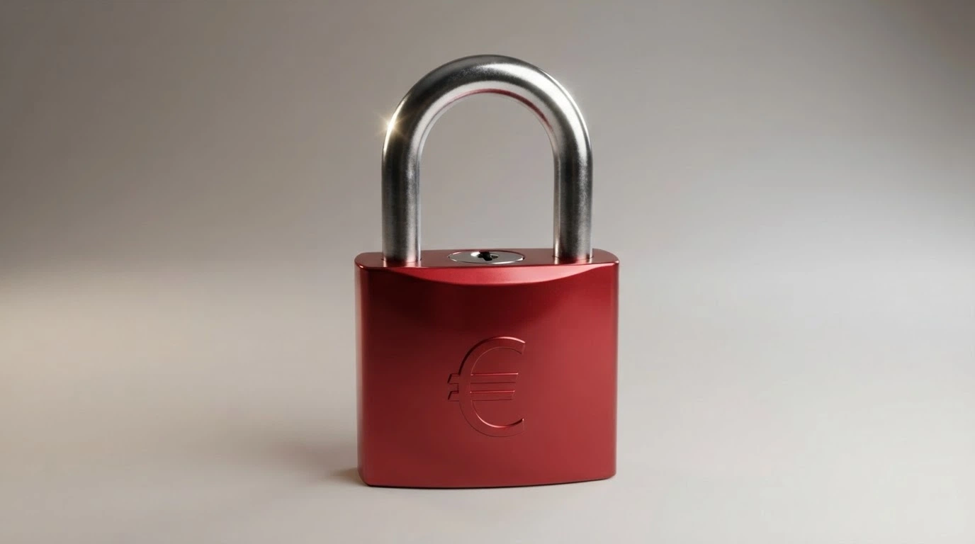 Le logo de l'ANJ à côté d'un écran barré d'un cadenas rouge, illustrant l'interdiction des casinos en ligne en France