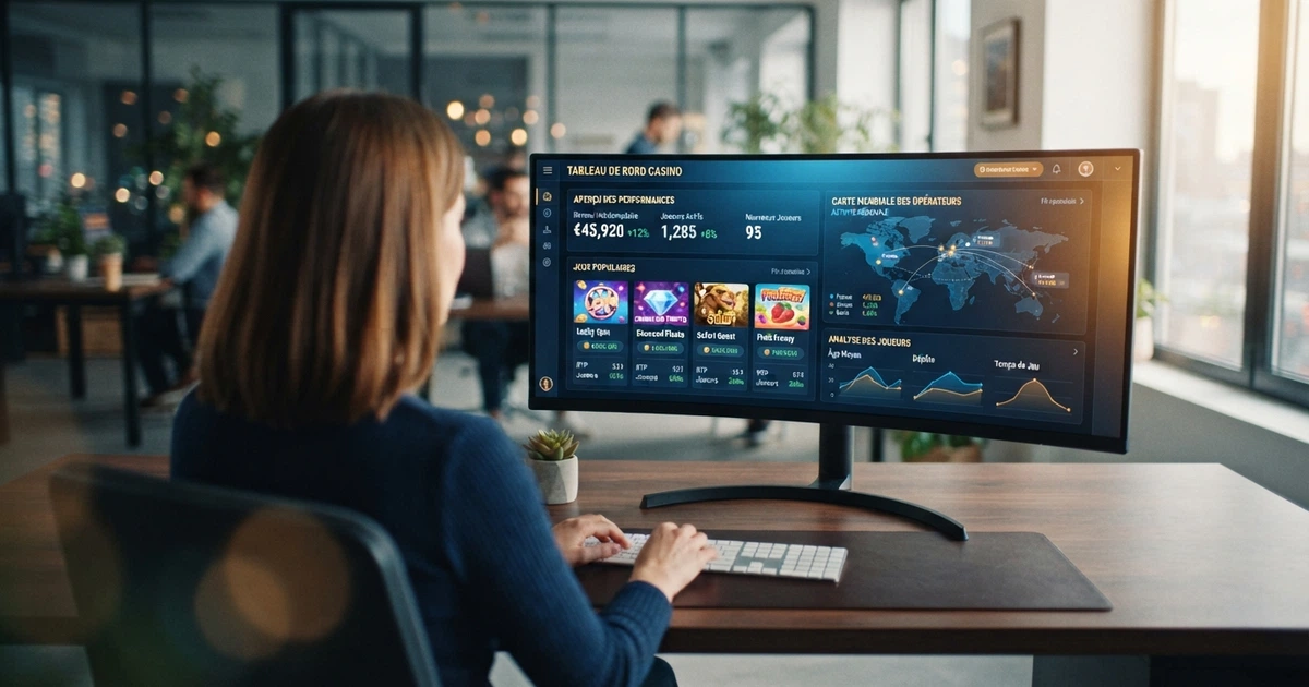 Logo Playtech sur fond de plateforme de casino, interface de gestion de jeux