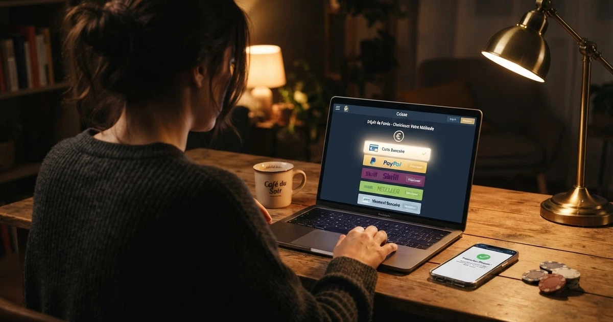 Interface de sélection de Klarna comme moyen de paiement sur la caisse d'un casino en ligne