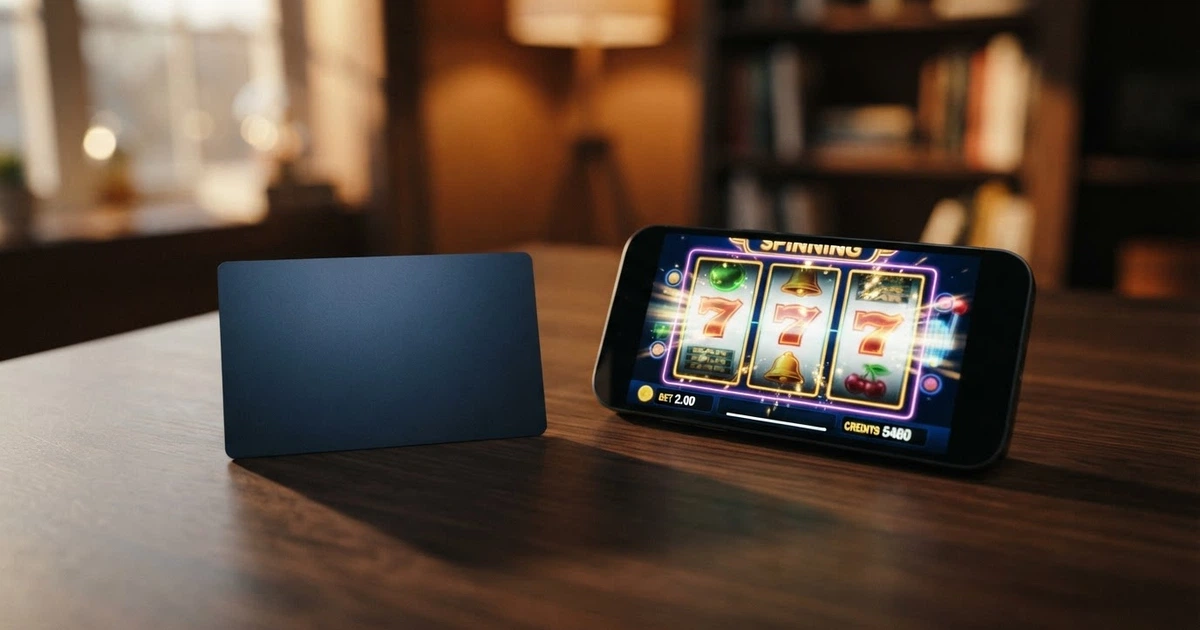 Carte bancaire N26 posée à côté d'un écran affichant l'interface d'un casino en ligne