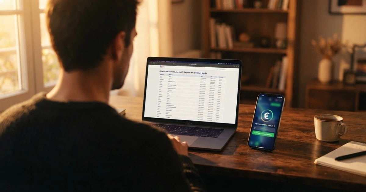 Un écran partagé : à gauche, le site officiel de l'ANJ avec la liste des opérateurs agréés ; à droite, l'interface d'un casino en ligne avec l'option de dépôt par virement bancaire