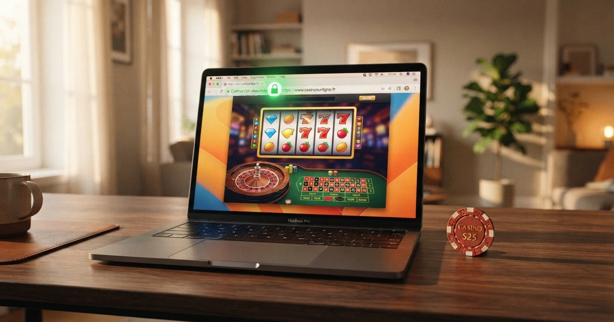 Interface d'un casino en ligne affichant le cadenas de sécurité dans la barre d'adresse du navigateur