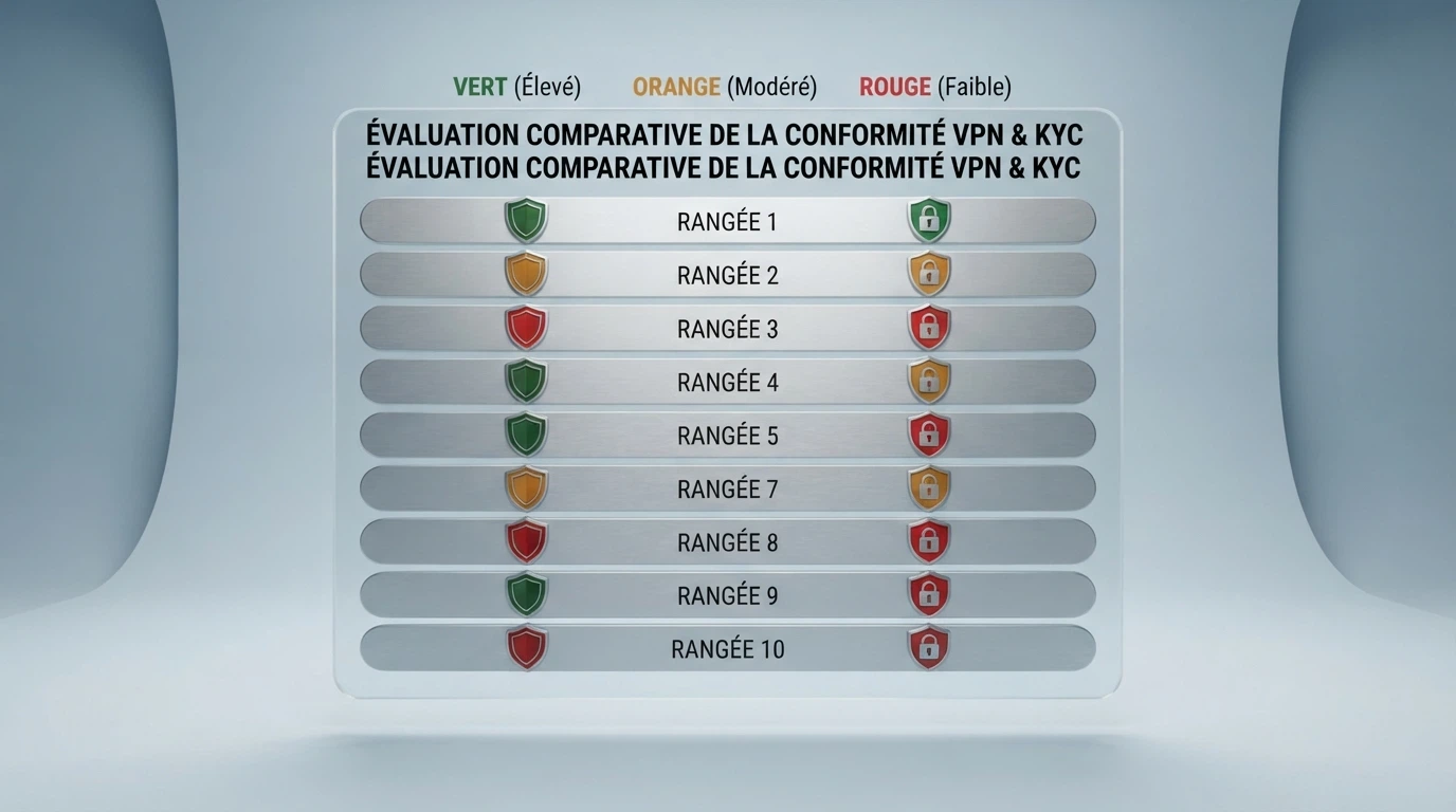Tableau comparatif des dix casinos avec leur politique VPN affichée en regard de leur licence