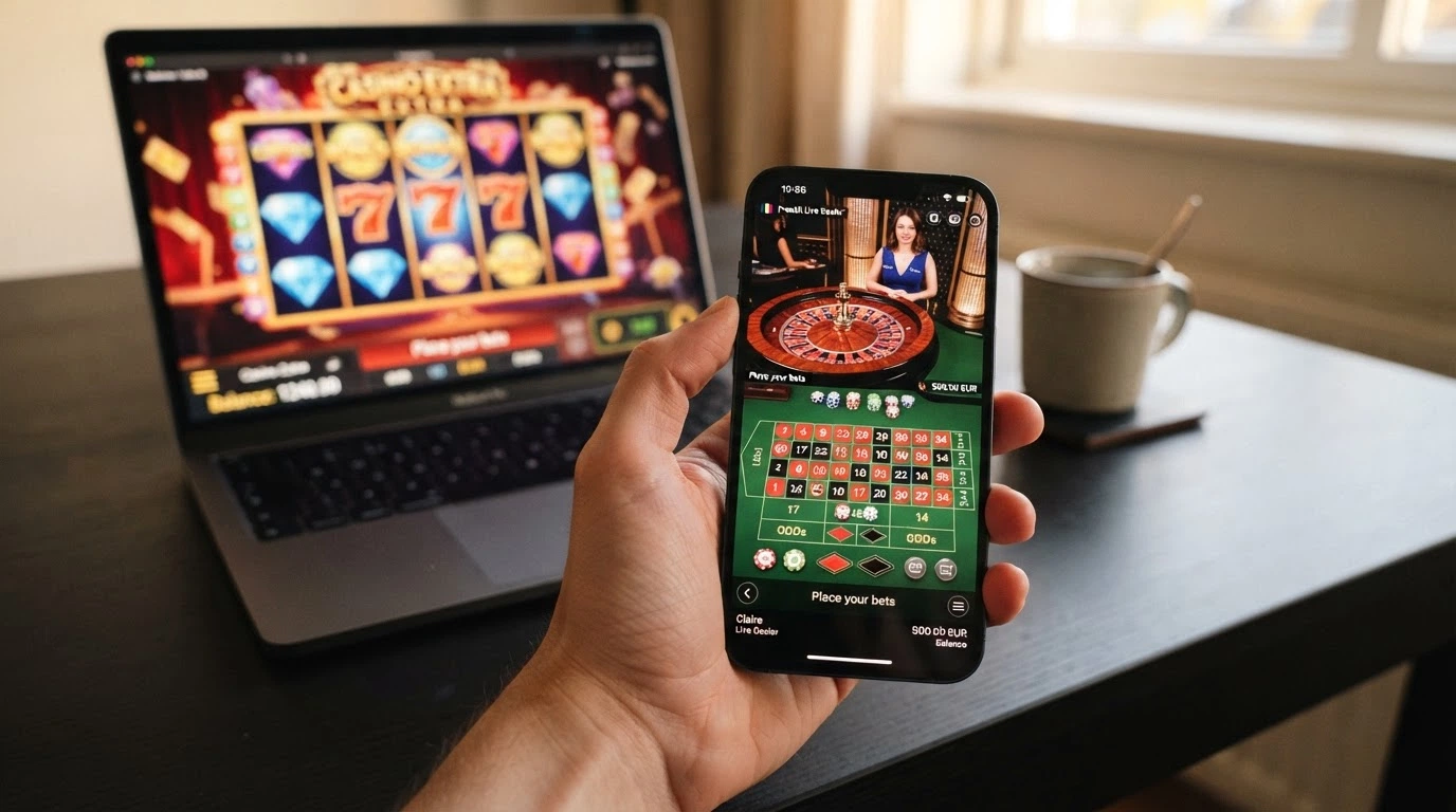 Écran partagé montrant les pages d'accueil de plusieurs casinos en ligne avec leurs offres de bonus