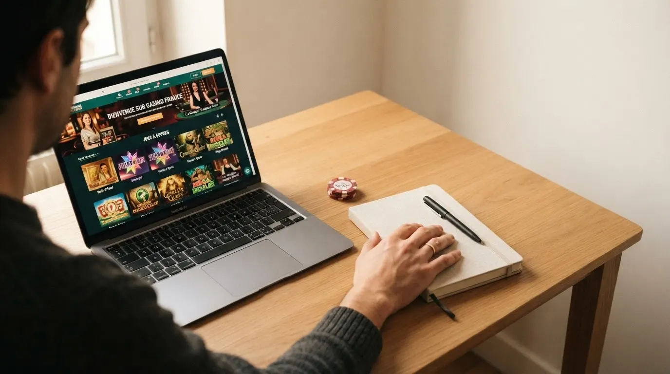 Grille de comparaison visuelle avec les logos des casinos analysés, leurs licences et leurs particularités, disposée comme un tableau