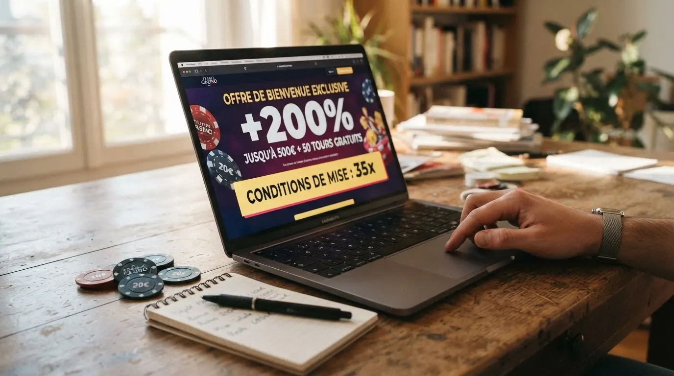 Exemple de conditions de mise affiché sur la page promotionnelle d'un casino en ligne