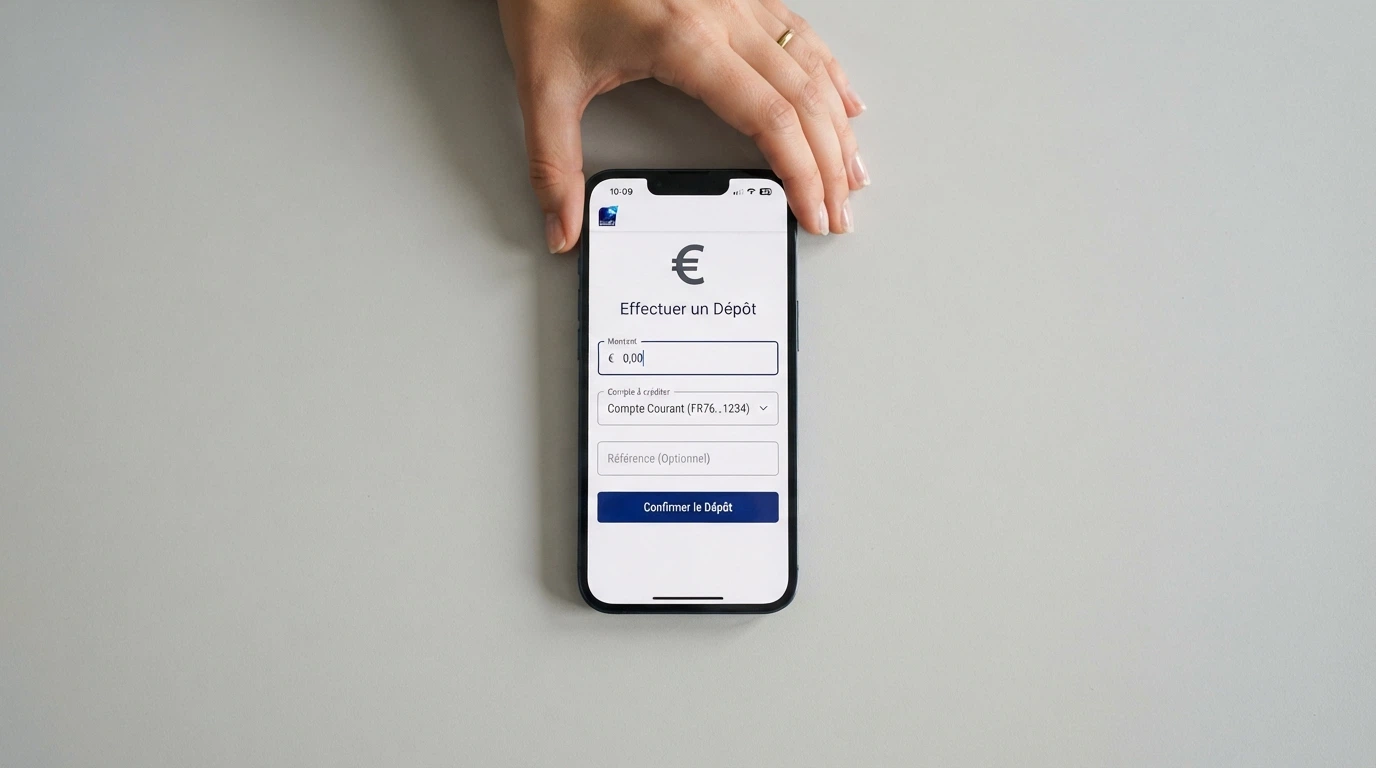 Une capture d'écran pédagogique montrant le formulaire de dépôt par carte bancaire d'un casino en ligne, avec les champs numéro de carte, date d'expiration et cryptogramme visuel mis en évidence.