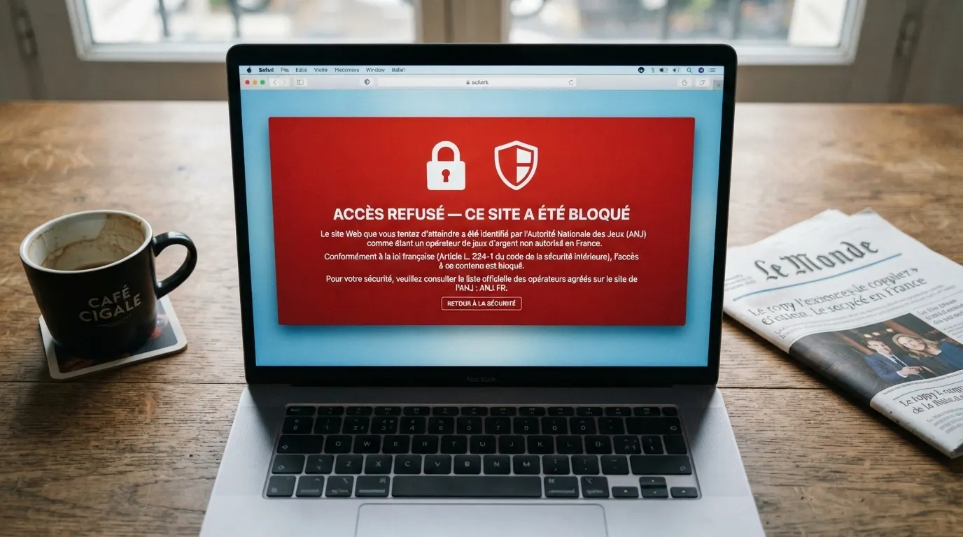 Capture d'écran du site de l'ANJ montrant la page de lutte contre l'offre illégale de jeux d'argent