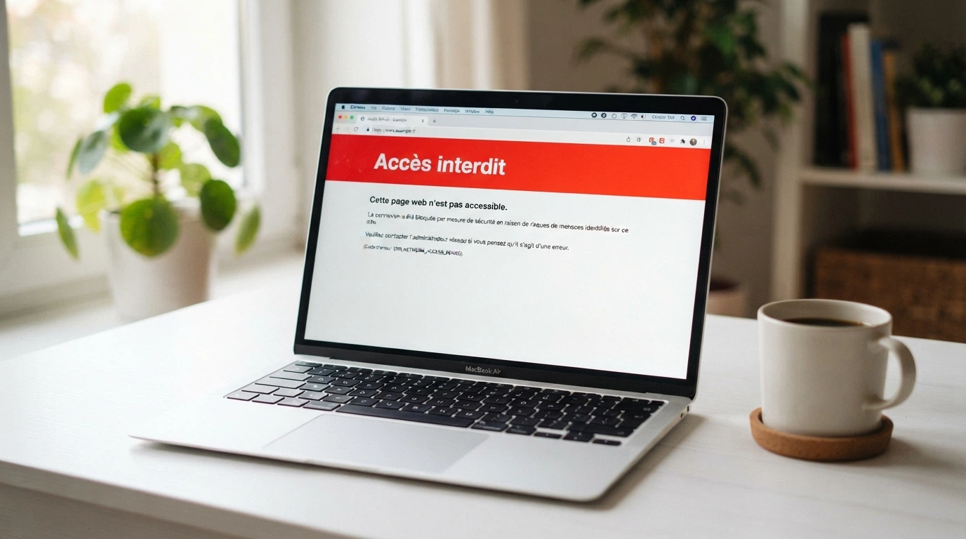 Une page officielle du site de l'ANJ affichant la mention « jeux de casino interdits » sur un écran d'ordinateur