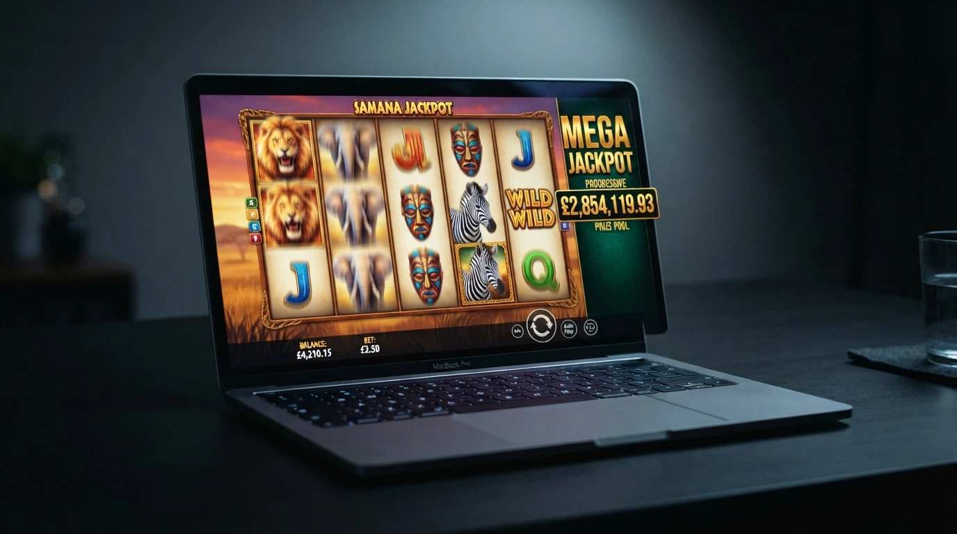 Capture d'écran de la machine à sous Mega Moolah avec le compteur de jackpot progressif affichant un montant en millions