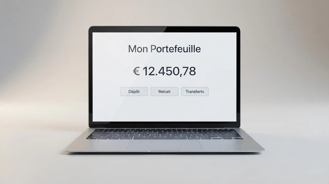 L'interface du compte Skrill sur un écran d'ordinateur, affichant le solde et les options de dépôt